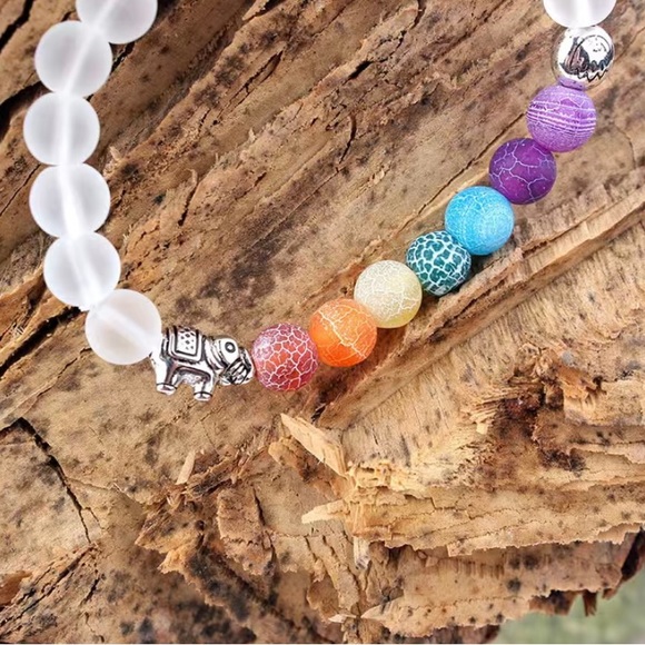 NWT 8mm Chakra Gemstone Beads Energy Bracelet - Picture 2 of 5